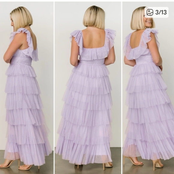 Baltic Born Valora Swiss Dot Tulle Elegant Lavender Maxi Dress Small S - Picture 3 of 8